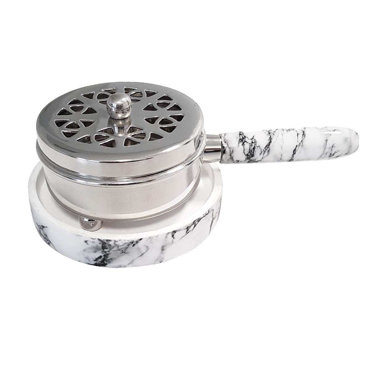 NKLaus Ø10cm Desinger incense burner marble look brass nickel plated incense burner 2235