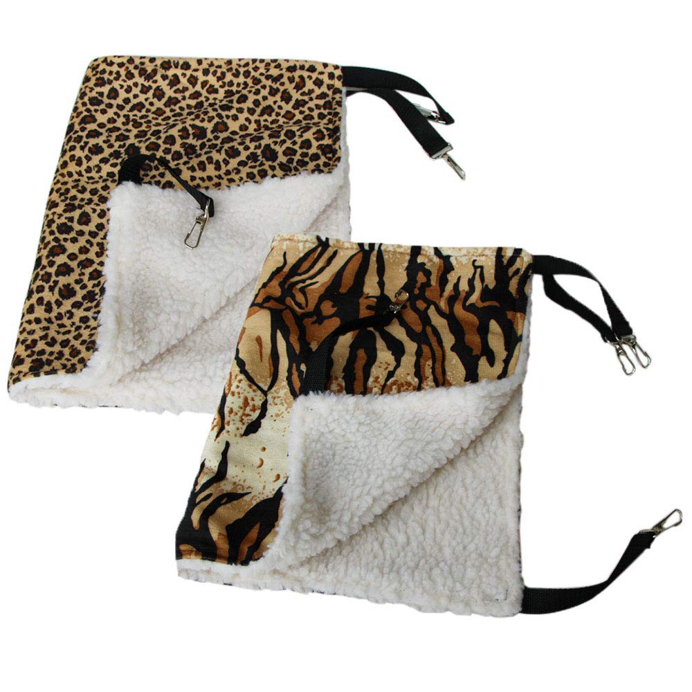 Oncpcare 2 Pack of Small Animal Hammock, Chinchilla Cage Accessories Hammock, House Hanging Bed Cage Toys for Cat Mice Rats, Sugar Glider, Squirrel, Chinchilla, Hamster, Guinea Pig(Pattern Random)