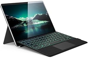 Erkovia Surface Pro Keyboard with 7 Colors Backlit, Ultra-Slim Bluetooth Wireless Keyboard with Touchpad for Surface Pro 8/9/10/11/X, Rechargeable Battery