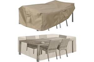 PureFit Patio Furniture Covers, Outdoor Table Furniture Cover Waterproof Rectangle, Patio Sectional Couch Set Cover for Deck, Lawn and Backyard, UV Resistant, 126"L x 63"W x 28"H, Camel