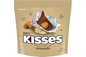 KLICKERS Hersheys kisses Milk Chocolate With Almonds Candy, Individually Wrapped, In Gold Foil Gluten Free, (7.6 oz) Bag
