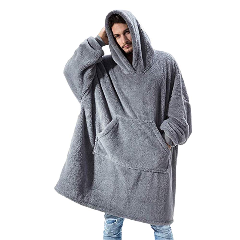 TRISTIN Thicken Sherpa Fluffle Sweatshirt Blanket Warm Cozy Oversized Wearable Pocket Hoodie for Women Men and Teens
