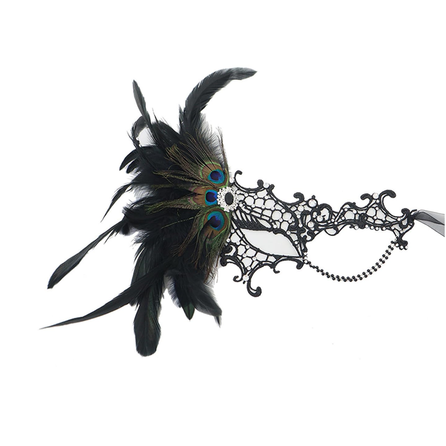 Cosiesnest Feather Lace Masquerade Mask for Women, Elegant Half Face Venetian Mask for Halloween, Masquerade Balls, Costume Parties, Carnival Events and Cosplay Accessories