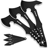 Deer Edge Throwing Axe Set, 6 Pack 11.5" Throwing Axes &amp; Tomahawks for Men - Axe Throwing Game, Target Practice &amp; Competition, Full Tang Black Hatchets with Nylon Sheath