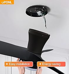 OPONL Black Ceiling Fan with Light 30inch, Large