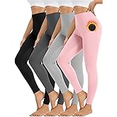 Orrfreer 4 Pack Fleece Lined Leggings Women Thermal Warm Winter Tights High Waisted Yoga Pants Cold Weather Base Layer