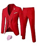 YND Men's Slim Fit 3 Piece Suit Set, One Button