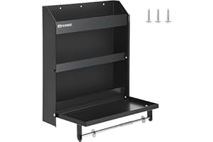 FEIMIRE Aluminum Work Station Storage Cabinet Flip-Out Work Tray with Paper Towel Rack Organizer for Enclosed Race Trailer Shop Garage Storage, Enclosed Trailer Cabinet, Gifts Ideas for Men