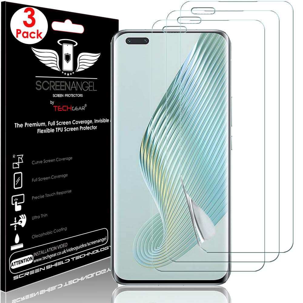 TECHGEAR [3 Pack Screen Protector fits Honor Magic 5 Pro 5G [Screen Angel Edition] [Case Friendly] [Bubble Free] [FULL Screen Coverage] HD Clear Flexible TPU Film