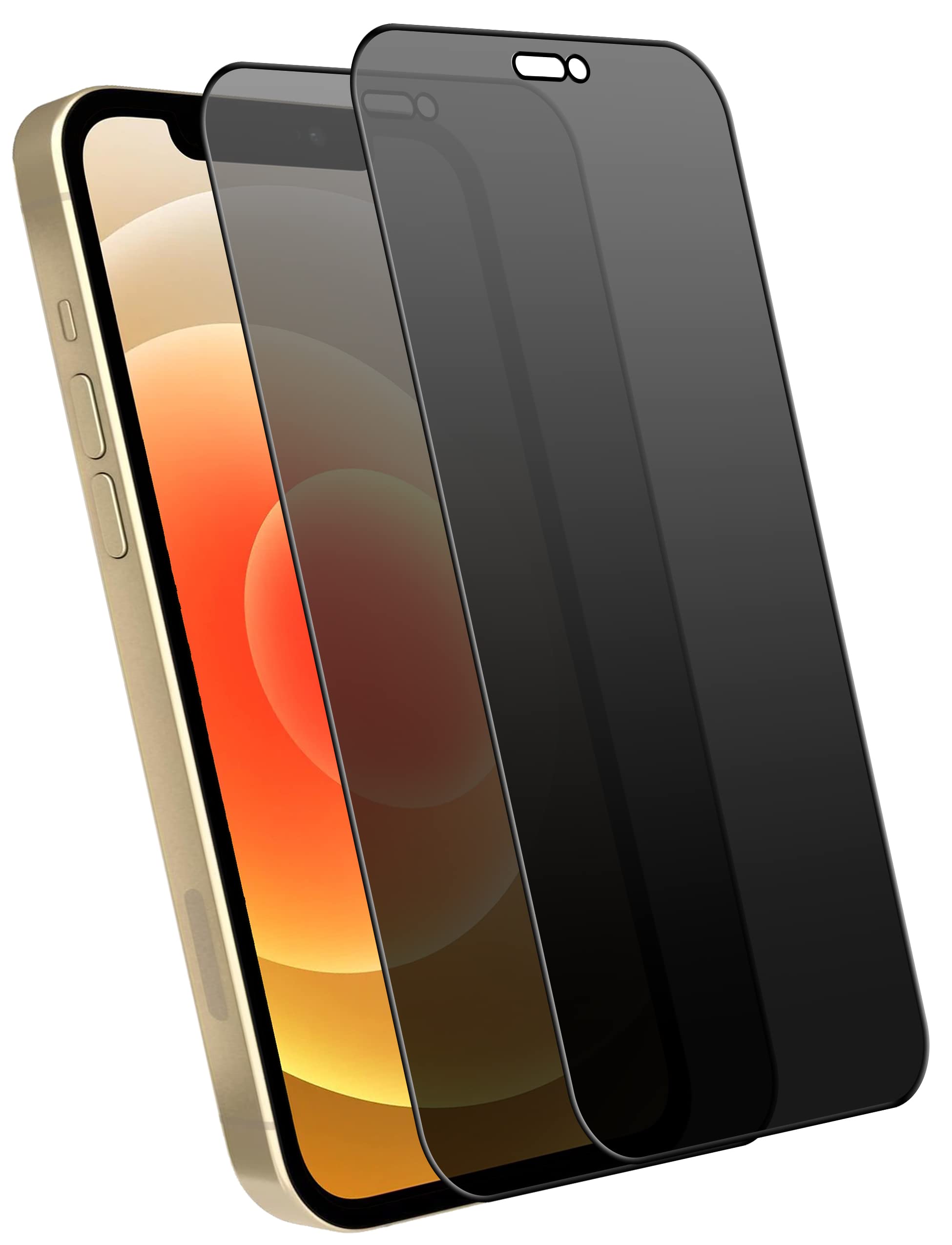 Konduwana - [2 Pack iPhone 12 Screen Protector 6.1 Inch 2020 | 9H Tempered Glass Anti-Spy Privacy Screen Protector | Scratch Resistant Bubble-Free Installation