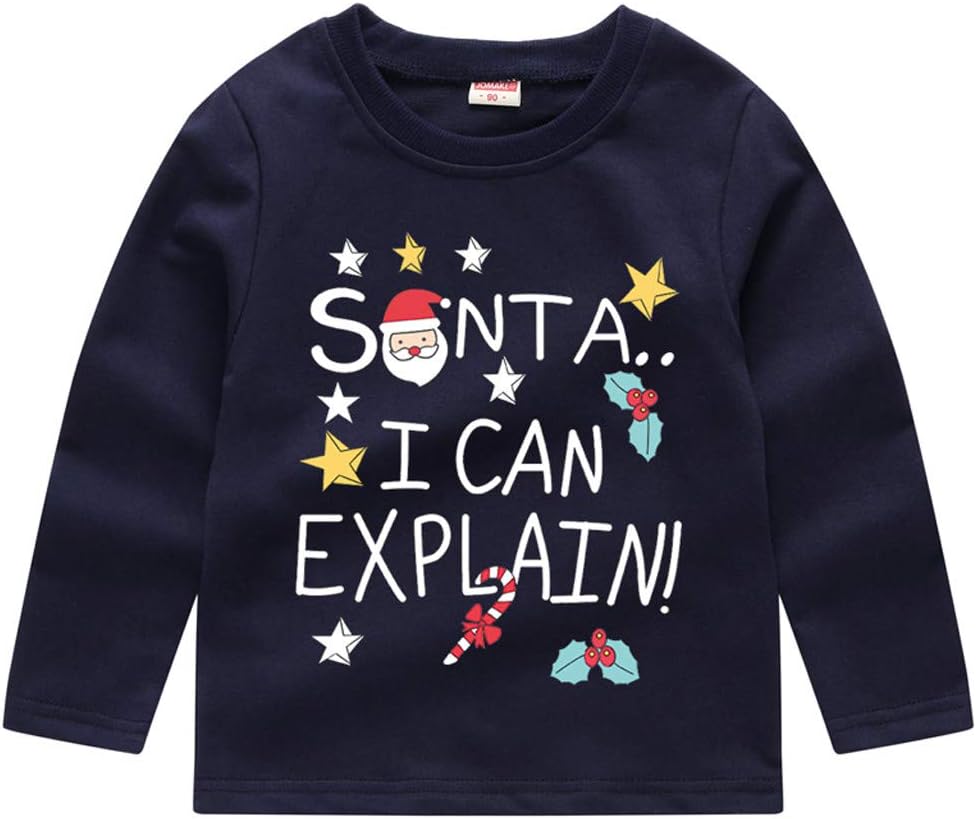 Toddler Christmas Sweatshirt Jumper Infany Pullover T-Shirt Boy Girl Unisex Christmas Santa T-Shirt with Cotton Casual Long Sleeve Jumpers Gifts Cartoon Print for Kids