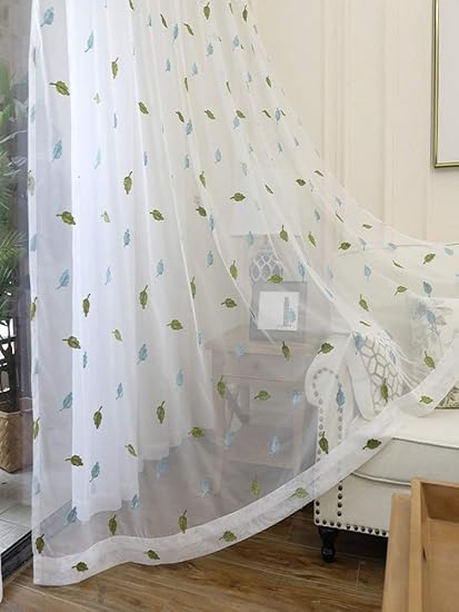 Amazon Com Tiyana Sheer Curtain For Patio Doors 96 Inch Long Leaf