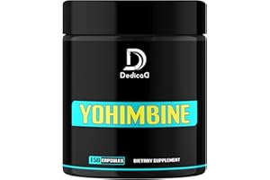 DEDICAD Yohimbine HCl 5mg, 150 Capsules, Yohimbe Bark Extract Supplement for Energy Production, Strength & Body Management - No Gluten, Non-GMO