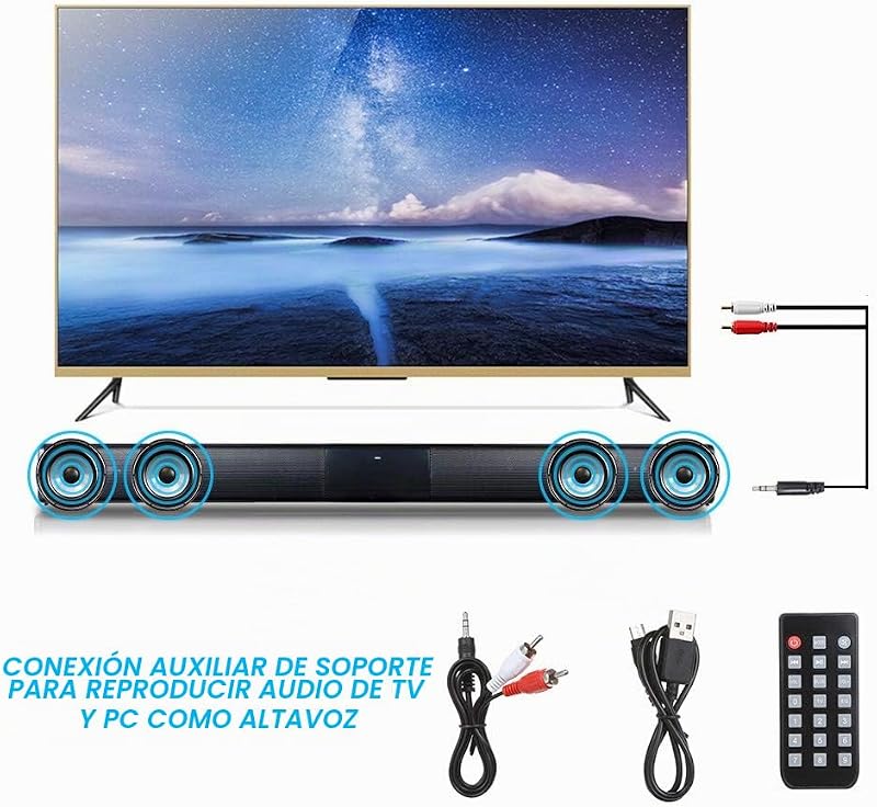 Barra de Sonido para televisores,Luxus inalámbrico BT 4.0 Altavoz SoundBar TV de Cine en casa 3D de Bass televisor de subwoofer con RCA Line – Mando a Distancia — foto 4 de 8