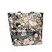 Signare Women’s Navy & Pink Fashion Canvas Tapestry Shoulder Tote Handbag, Travel Handbags for Shopper, Daily Purse Tote Bag with Peony Flower in Black (SHOU-PEO)