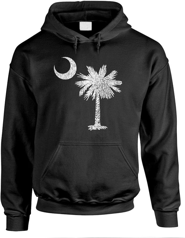 South Carolina - State Flag Pride Palm - Mens Pullover Hoodie: Clothing