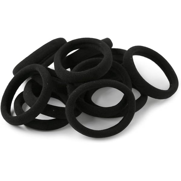 50 PCS No Damage Hair Ties - 4cm Black Elastic Ponytail Holders For Thick & Curly Hair