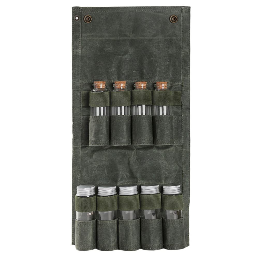 ifundom 9pcs/ Set Camping Spice Jar Seasoning Dispenser Condiment Pots Spice Container with Storage Bag for Backpacking Camping BBQ