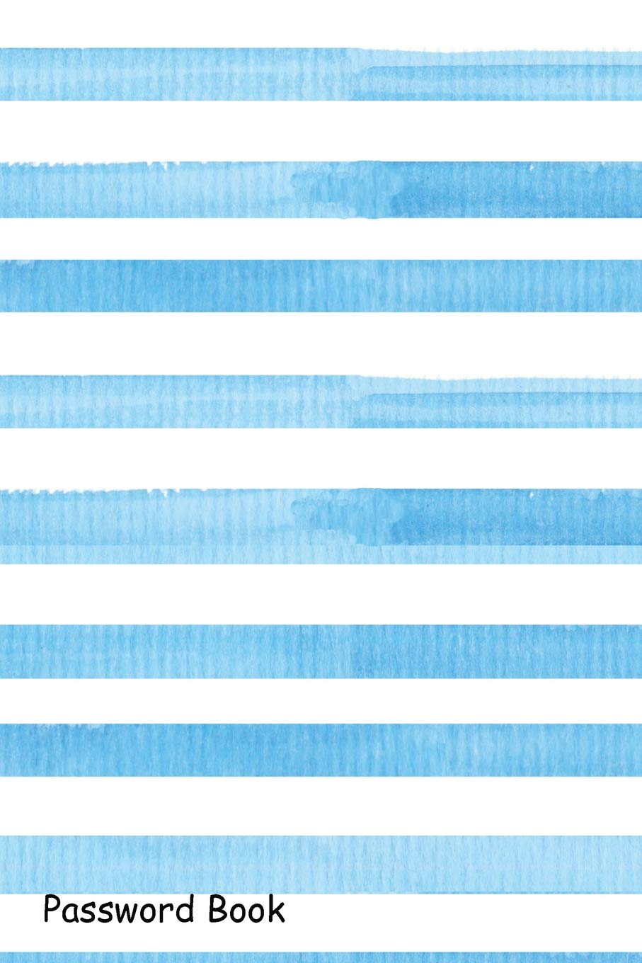 Password Book: Include Alphabetical Index With Blue Watercolor Stripes