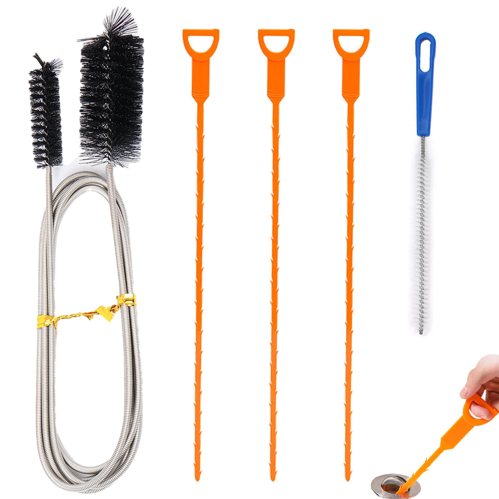 5 Pcs Drain Unblocker Tools,Sink Unblocker Tool Drain Snake Unblocker Shower Drain Unblocker,Clog Cleaner with Twist Handle Plug Hole Unblocker Bathroom,Bathroom Sink Unblocker