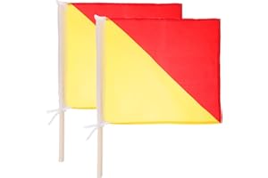 GANAZONO Traffic Safety Flags 2pcs Polyester Cloth Match Flags Hand Signal Flag Handheld Referee Flags Football Soccer Flag Sports Flags for Sports 50x35cm