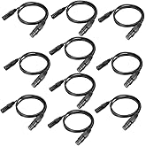 WorldLite DMX Cables 3.2ft, 3-Pin XLR Male to Female Lighting Signal Cables | 10 Pack, Metal Connectors, Premium DMX512 DJ Stage Lights Signal Cables