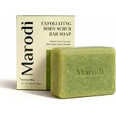 Marodi Body Scrub Bar Soap, 7 Oz (200g), Korean Exfoliating Body Wash Bar with Green Tea &amp; Centella Extract, Subtle Fruity Citrus Scent, Deep Cleaning, Moisturizing &amp; Refreshing, Sunrise Mist