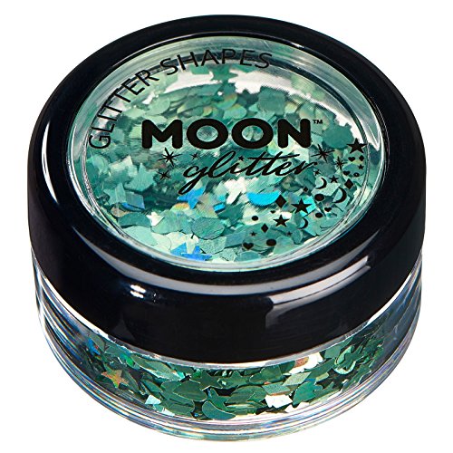 Holographic Glitter Shapes by Moon Glitter â€“ 100% Cosmetic Glitter for Face, Body, Nails, Hair and Lips - 0.10oz - Green