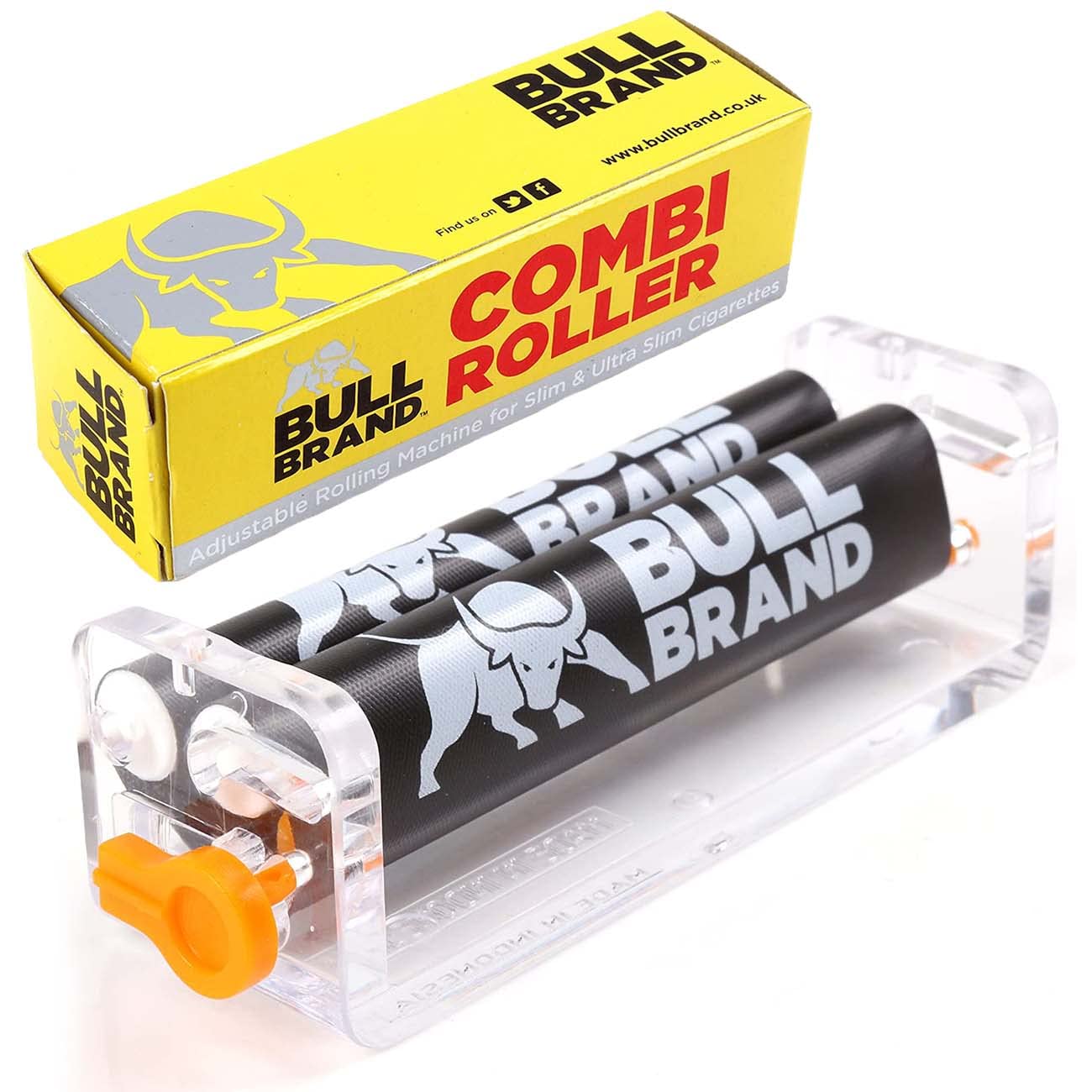 Cigarette Tobacco Smoking Rolling Machine Compact Pocket Size Tobacco Injector Maker with Papers Holder 70MM (Bull Brand Combi Roller)