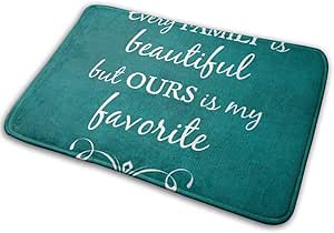 Felpudo con citas de color verde azulado inspirador para la familia con