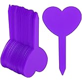 HARFINGTON 100pcs Plastic Plant Labels 3.26" x 1.97" Reusable Waterproof & Sun-Proof Garden Tags for Nursery Potted Herbs Flowers, Purple