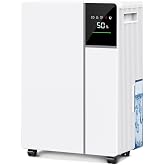 2500 Sq.Ft Dehumidifier for Basement with Drain Hose, Max 34 Pints Dehumidifiers for Home, Bedroom, Bathroom, Basement, Smart Humidity Presets, Three Modes, 24HR Timer, Quiet Operation