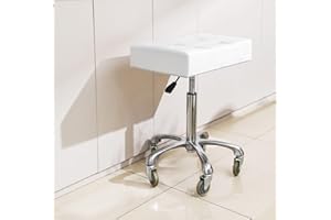 Kaleurrier Heavy Duty Stools with Wheels 400lb Backless Height Adjustable Stool - Rolling Stools Swivel Chair for Counter Bar Salon Office Home Kitchen Lab Clinic (Rolling Casters, White)