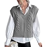 Sweater Vest for Women V Neck Sleeveless Knit Solid Casual Ribbed Preppy Pullover Tops