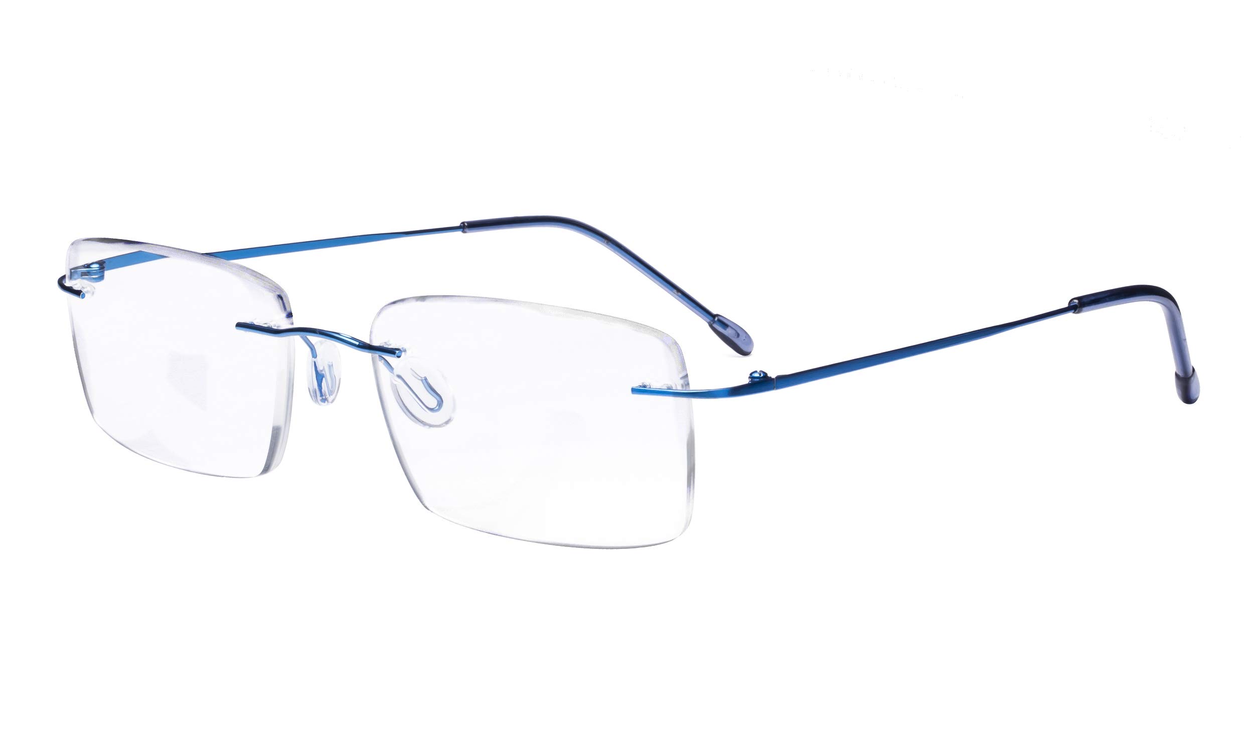 Eyekepper Frameless Eyeglasses Men - Rectangle Rimless Eyewear Blue