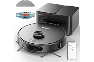 SHELIKI Robot Vacuum and Mop, 3-in-1 Robotic Vacuum Cleaner with 70-Day Self-Emptying Base, 360° LiDAR Navigation, Smart Mapping & Auto-Return, 6000Pa Strong Suction for Pet Hair, Carpets & Hard Floors