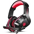 PHOINIKAS H1 Gaming Headset for PS4, Xbox One, PC, Laptop, Switch, Xbox One Headset with Noise-Cancelling Mic, Over Ear Headphones with Bass Surround - Red