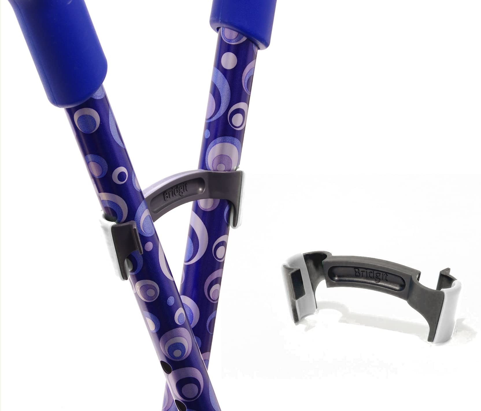 Bridgit Walking Stick/Crutch Holder Hook Clip - Link Your Crutches Together & Stop Them Falling - White