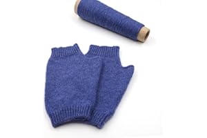 iMongol Pure Cashmere Women Men Unisex Fingerless Mittens Gloves Half Fingers, Thumb Hole Thick 3ply Yarn