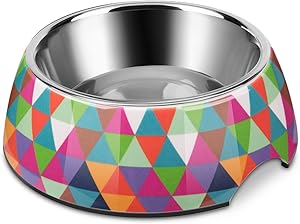 Flexzion Stainless Steel Dog Bowl Cat Dish - Anti-Slip Slip Resistant Rubber Base Pet Feeder, Dishwasher Safe & Rust Resistant with Removable Food Water Holder 24 Fl Oz