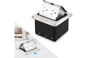 Vagueior Recessed Floor Electrical Outlet Kit,Waterproof Electrical Outlet Covcer Box,Hidden 20A Tamper-Resistant Receptacle Outlet with Slow Elastic Damping，ETL Certified,Stainless Steel (1 Pack)