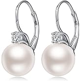Pearl Earrings for Women Pearl Leverback Earrings 925 Sterling Silver