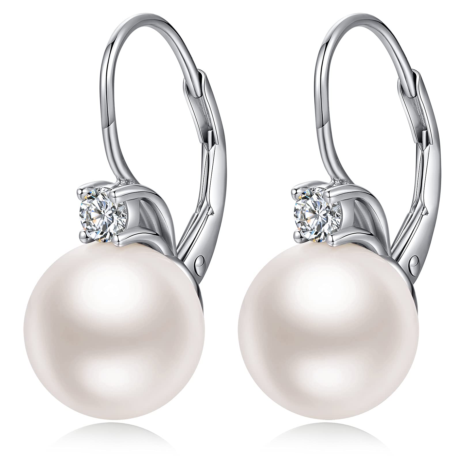 Pearl Earrings for Women Pearl Drop Earrings Silver Leverback Dangling Jewelry