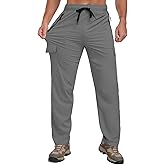 Men Lightweight Joggers Pants Hiking Zipper Pockets Quick Dry Runing Exercise Elastic Waist Sweatpants Cargo