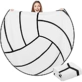 Hahafelt 60" Round Sports Throw Blanket for Teens Adults Soft Flannel Baseball Softball Tennis Soccer Baseketball Volleyball Novelty Blanket for Sports Fan Birthday Senior Night Gift(Volleyball)