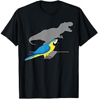 Funny Screaming Parrot Meme T-Shirt - Cute Cockatiel & T-Rex Design, 100% Cotton Tee In Black - View #7