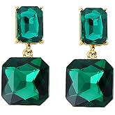 Crystal Square Earrings for Women Clear Earrings Rhinestone Geometric Earrings Transparent Rectangle Drop Earrings Wedding Bridal Birthday Jewelry for Women