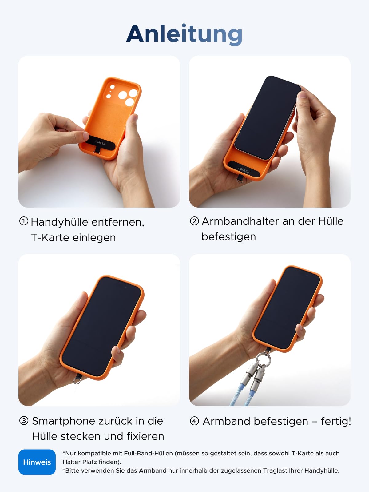 UGREEN USB C Kabel 2 in 1 mit Handy Lanyard, 60W Schnellladekabel aus Nylon 5
