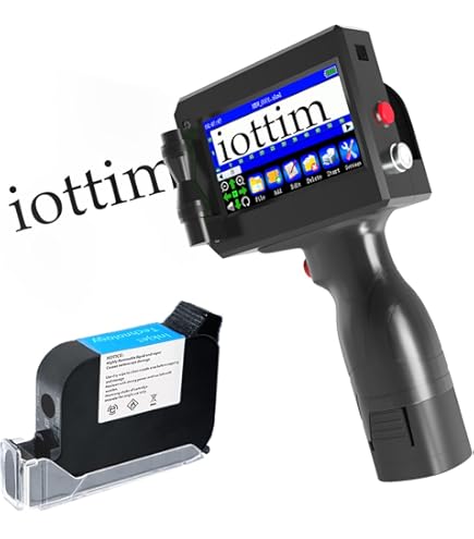 Draagbare handheld printer, draagbare inkjetprinter met 4,3 inch touchscreen en sneldrogende inktcartridge, voor logo/afbeelding/datum/QR-code/barcode