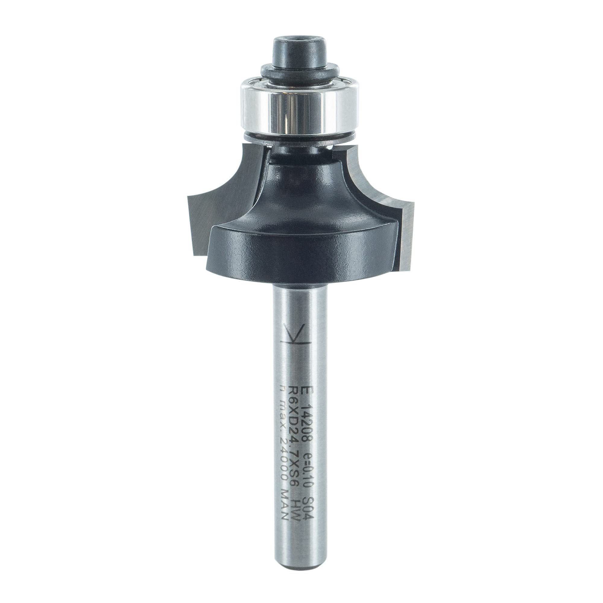 ENT 14208 Rounding Over Cutter TC Shank (S) 6 mm, Diameter (D) 24,7 mm, NL 12,7 mm, R 6 mm, SL 32 mm, with Ball Bearing